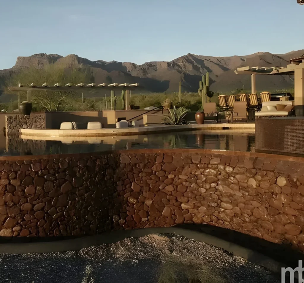 Steel rebar framework for custom concrete gunite pool under construction in Scottsdale, Arizona